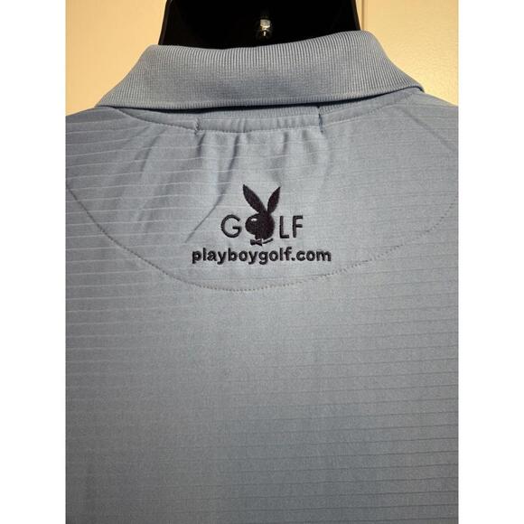 Playboy Golf Long Sleeve Polo Shirt Mens Size 2XL Blue Elastic On Sleeves & Hem - Picture 4 of 10